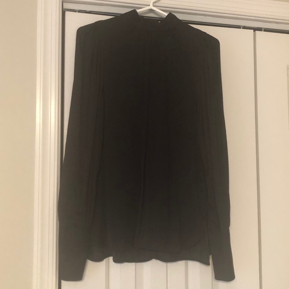 H&M Black Lightly Polka Dotted Women's Silky Blouse (Size 4). Gorgeous On - Picture 1 of 8